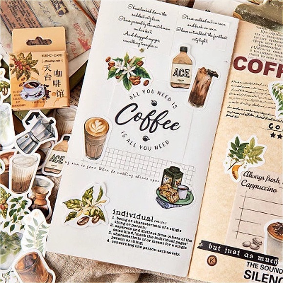 Traditional Coffee House, Beans, Grinders, 46 Deco Stickers - Picture 6 of 8